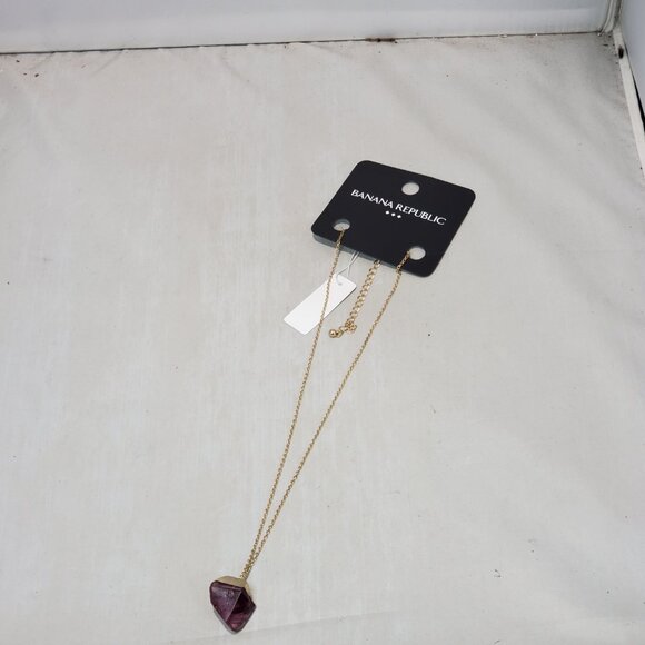 Banana Republic gold-toned chain w/faceted amethyst-colored nugget stone - Picture 2 of 8